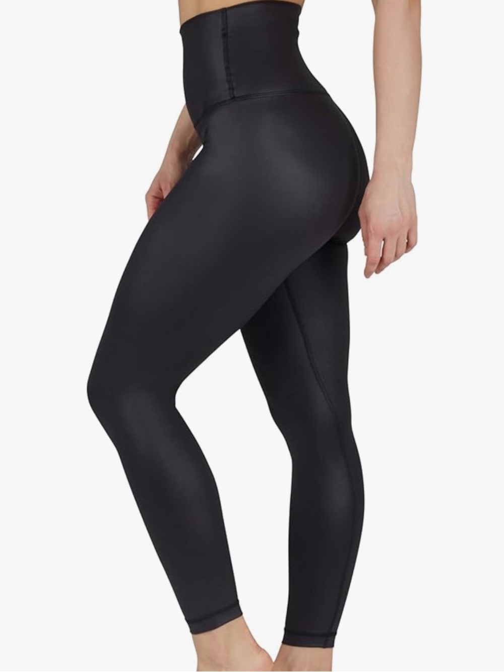 High Waist Shine Faux Leather Ankle Leggings